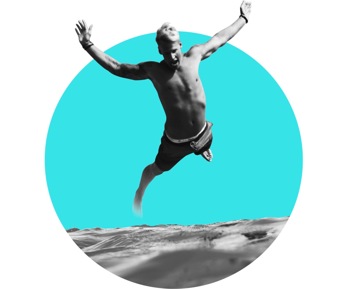 Image of a person jumping into water.